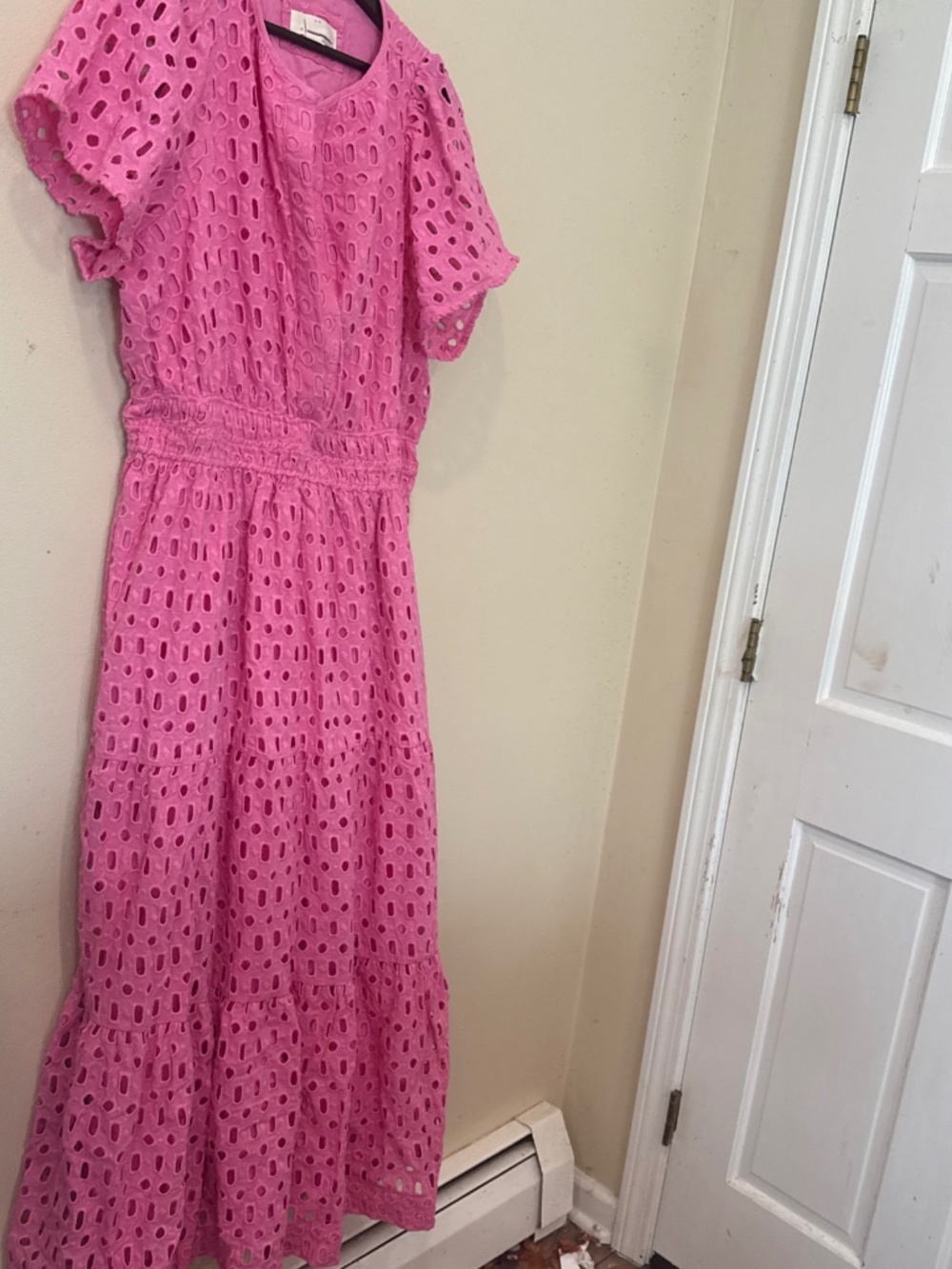 Anthropologie Somerset Maxi Dress Eyelet Edition Tiered PINK 1X